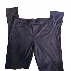 HUE Black Velour Leggings with Waistband Detail, Size Small